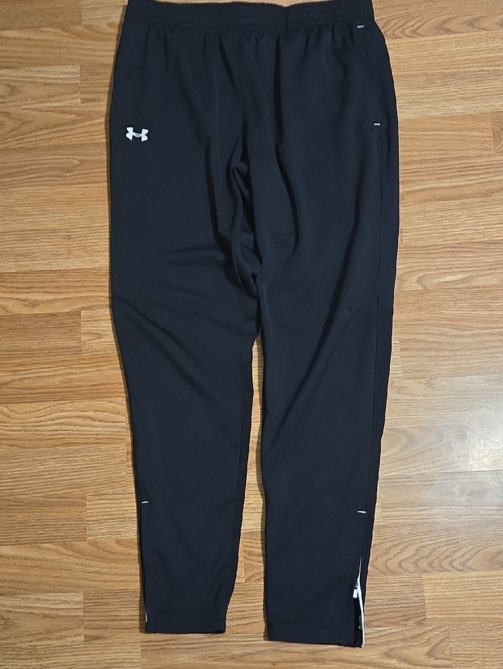 Under Armour Black Jogger Track Pants with White Logo With Ankle Zips